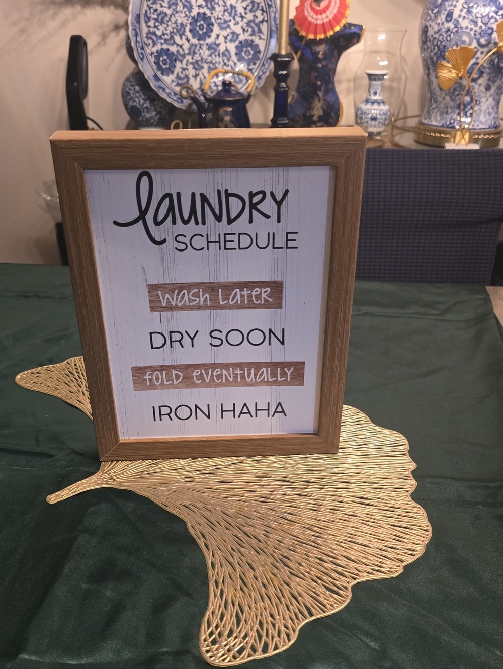 Laundry Schedule Framed Sign - Rustic Wood Frame (White/Brown)